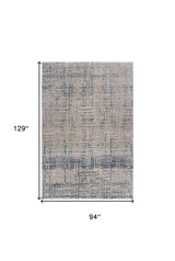8' X 11' Cream Blue And Ivory Geometric Distressed Stain Resistant Area Rug - Homeroots - Flyclothing LLC