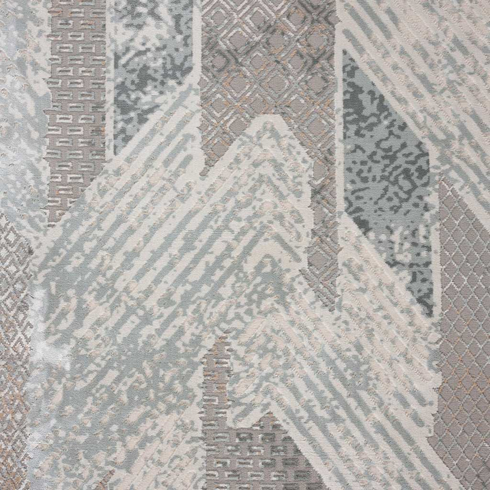 2' X 3' Gray Blue And Cream Geometric Distressed Stain Resistant Area Rug - Homeroots - Flyclothing LLC
