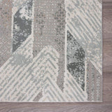 2' X 3' Gray Blue And Cream Geometric Distressed Stain Resistant Area Rug - Homeroots - Flyclothing LLC