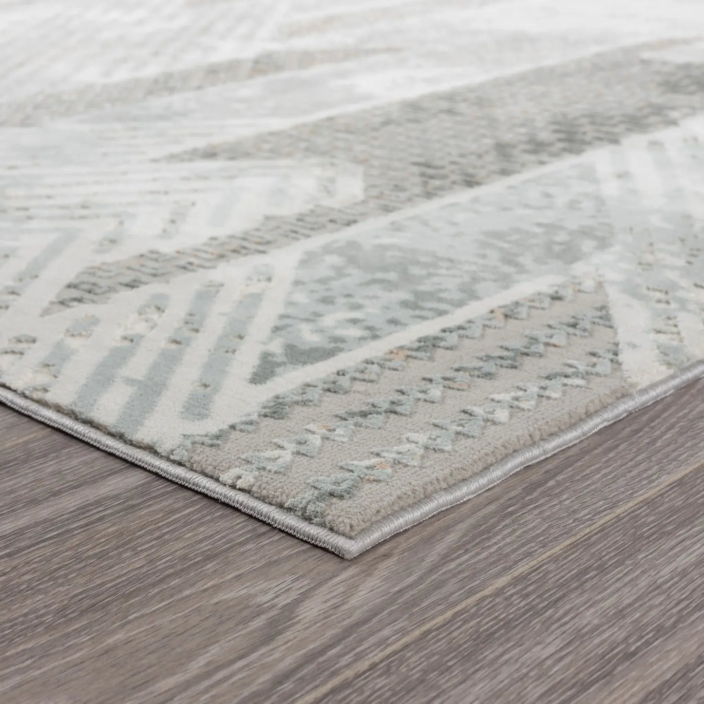 2' X 3' Gray Blue And Cream Geometric Distressed Stain Resistant Area Rug - Homeroots - Flyclothing LLC