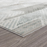 2' X 3' Gray Blue And Cream Geometric Distressed Stain Resistant Area Rug - Homeroots - Flyclothing LLC