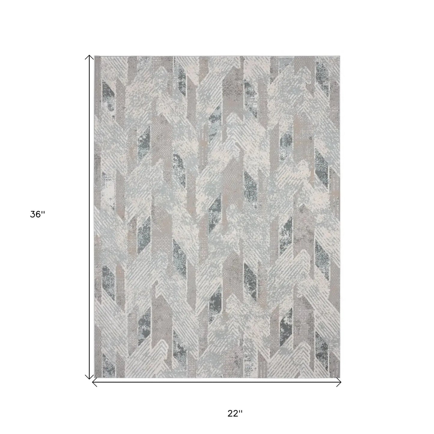 2' X 3' Gray Blue And Cream Geometric Distressed Stain Resistant Area Rug - Homeroots - Flyclothing LLC