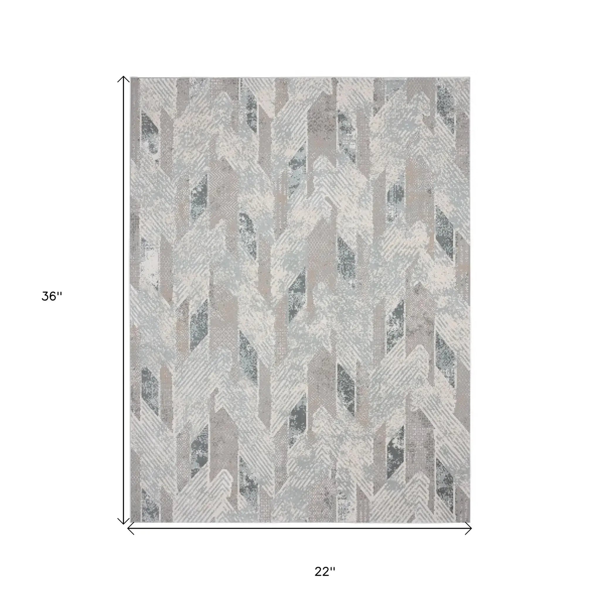 2' X 3' Gray Blue And Cream Geometric Distressed Stain Resistant Area Rug - Homeroots - Flyclothing LLC