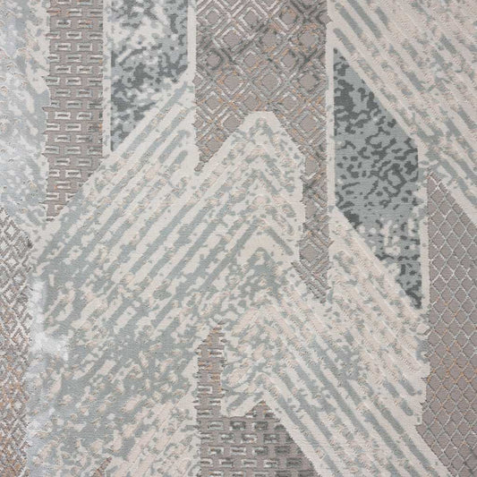 9' X 12' Gray Blue And Cream Geometric Distressed Stain Resistant Area Rug - Homeroots - Flyclothing LLC