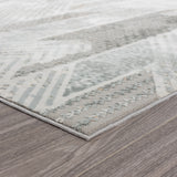 9' X 12' Gray Blue And Cream Geometric Distressed Stain Resistant Area Rug
