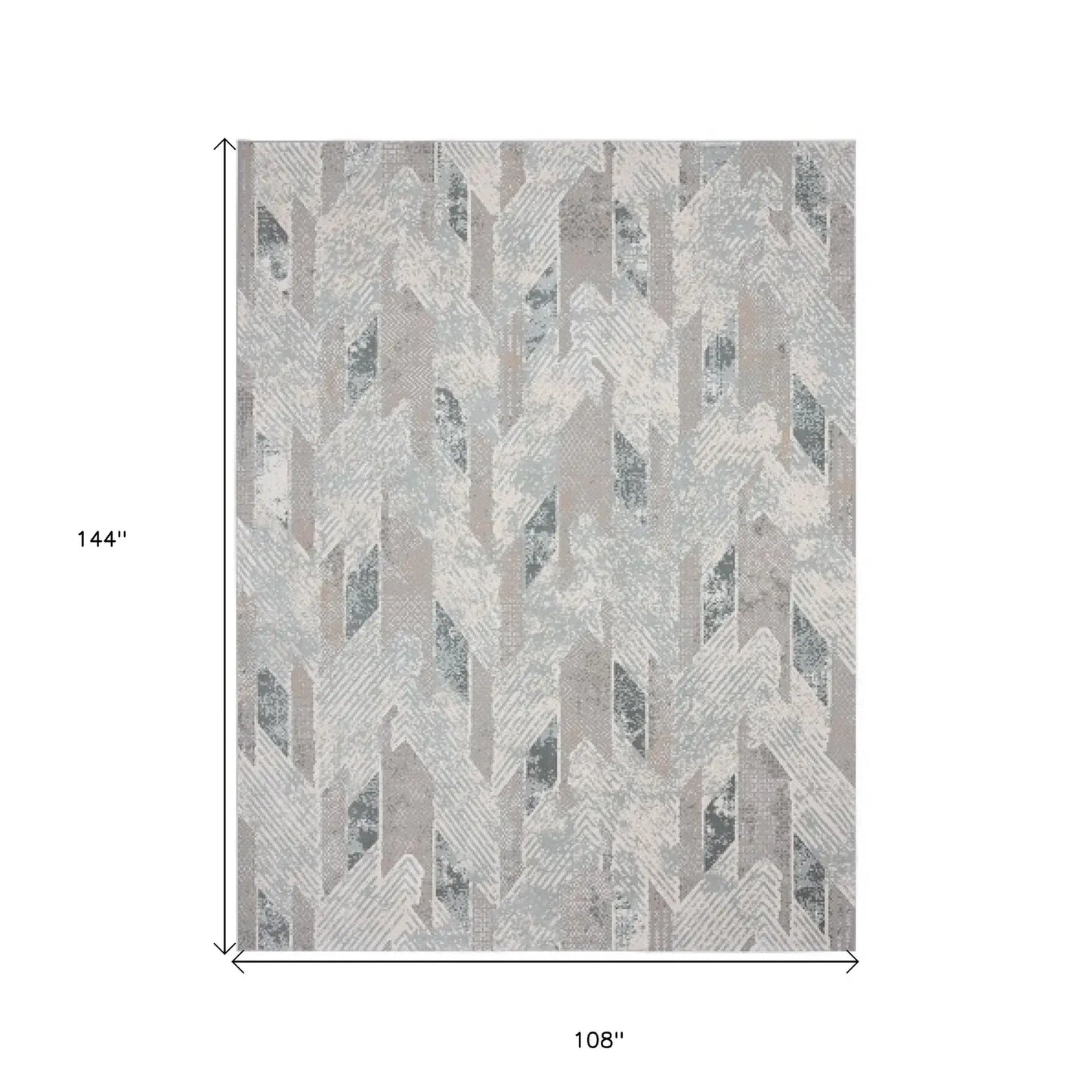 9' X 12' Gray Blue And Cream Geometric Distressed Stain Resistant Area Rug - Homeroots - Flyclothing LLC