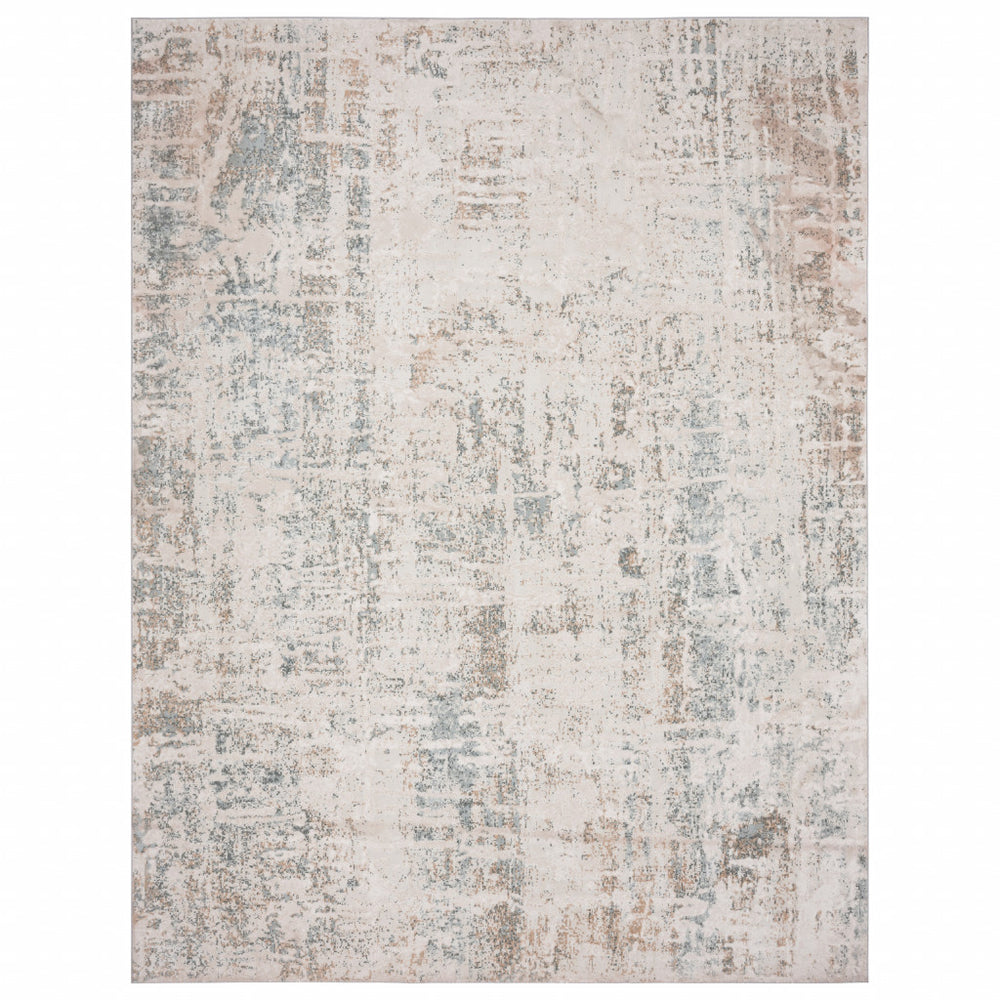 5' X 7' Gray Blue Taupe And Cream Abstract Distressed Stain Resistant Area Rug - Homeroots