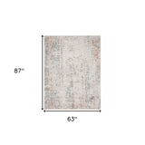 5' X 7' Gray Blue Taupe And Cream Abstract Distressed Stain Resistant Area Rug - Homeroots - Flyclothing LLC