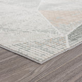 9' X 12' Gray Blue Taupe And Cream Geometric Distressed Stain Resistant Area Rug - Homeroots