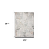 9' X 12' Gray Blue Taupe And Cream Geometric Distressed Stain Resistant Area Rug - Homeroots - Flyclothing LLC