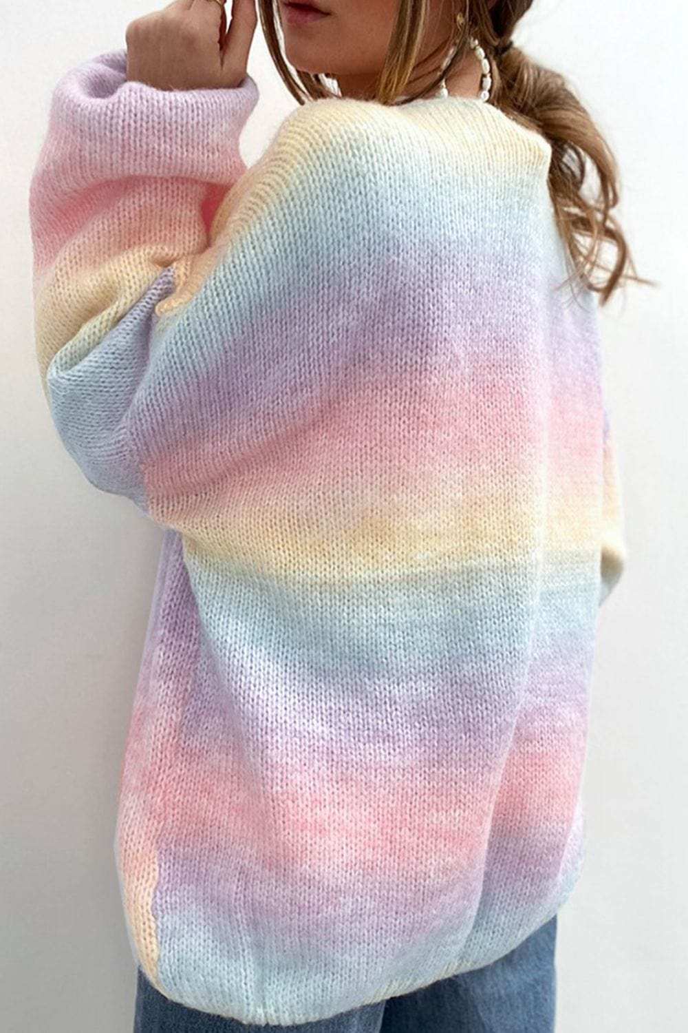 Gradient Open Front Drop Shoulder Cardigan - Trendsi - Flyclothing LLC