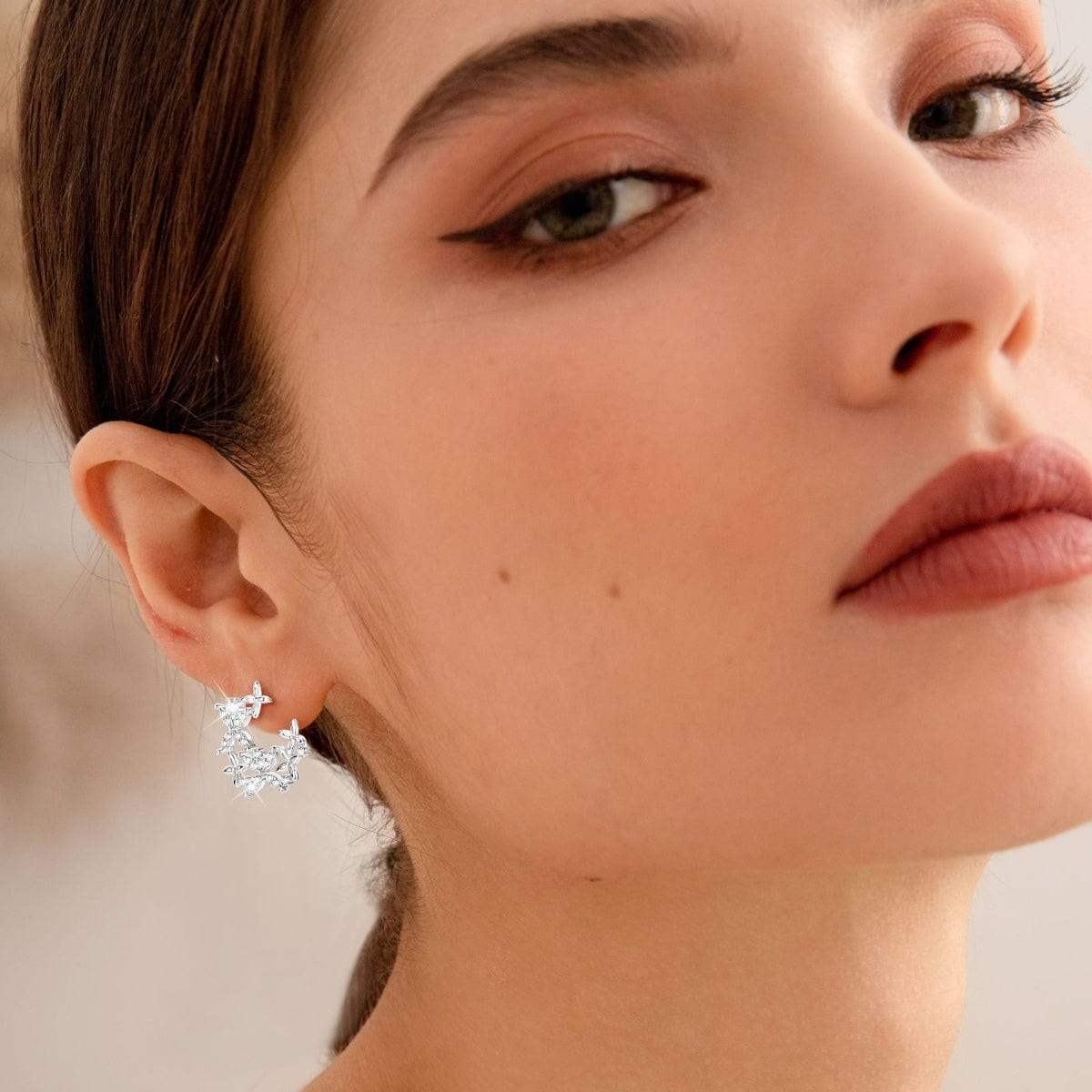 925 Sterling Silver Moissanite Lucky Clover Earrings - Trendsi - Flyclothing LLC