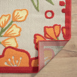 8' X 10' Orange And Ivory Floral Stain Resistant Indoor Outdoor Area Rug - Homeroots - Flyclothing LLC