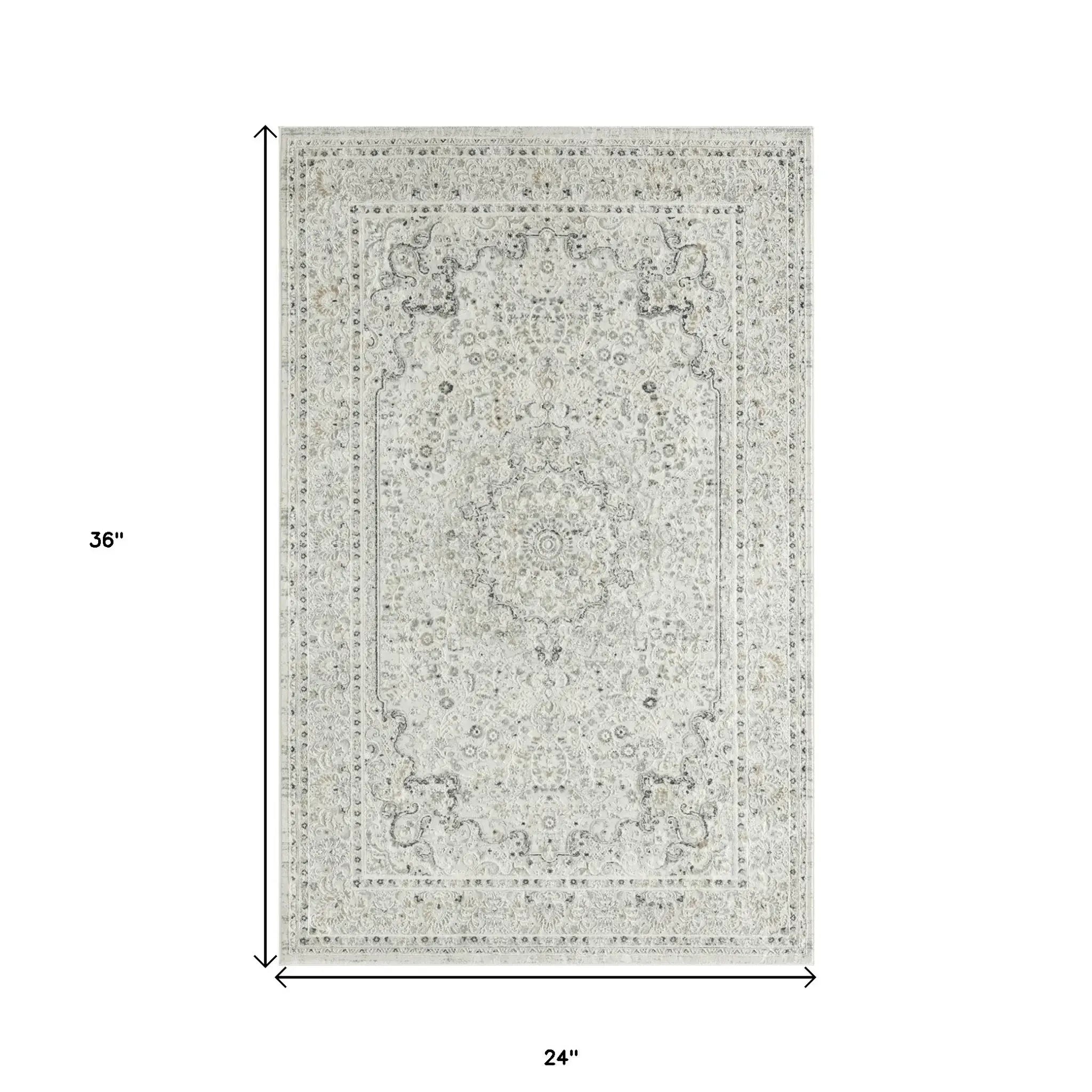 2' X 3' Ivory Gray And Taupe Floral Stain Resistant Area Rug - Homeroots - Flyclothing LLC