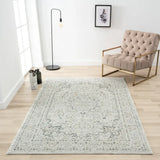 4' X 6' Ivory and Gray Floral Medallion Stain Resistant Area Rug - Homeroots - Flyclothing LLC