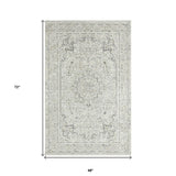4' X 6' Ivory and Gray Floral Medallion Stain Resistant Area Rug - Homeroots - Flyclothing LLC