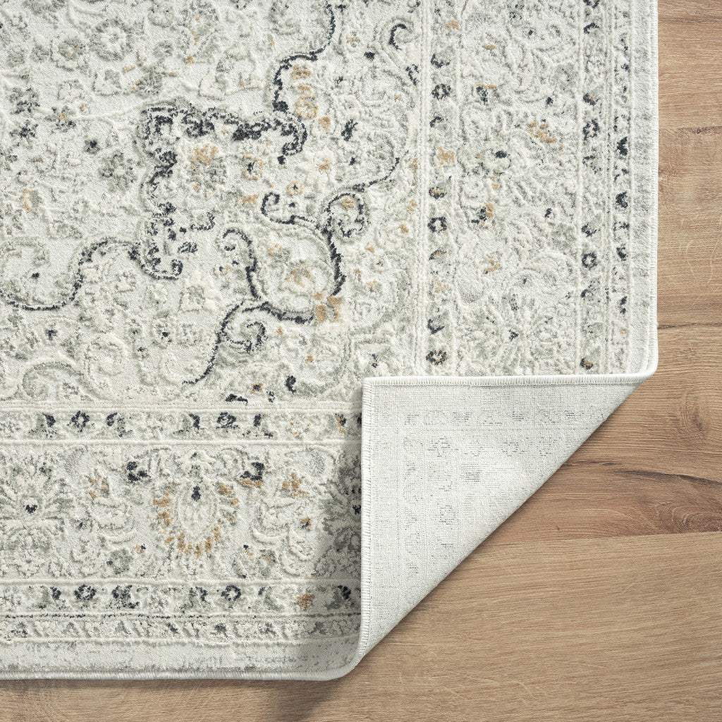 5' X 8' Ivory Gray And Taupe Floral Power Loom Stain Resistant Area Rug - Homeroots - Flyclothing LLC