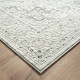 8' X 10' Ivory Gray And Taupe Floral Power Loom Stain Resistant Area Rug