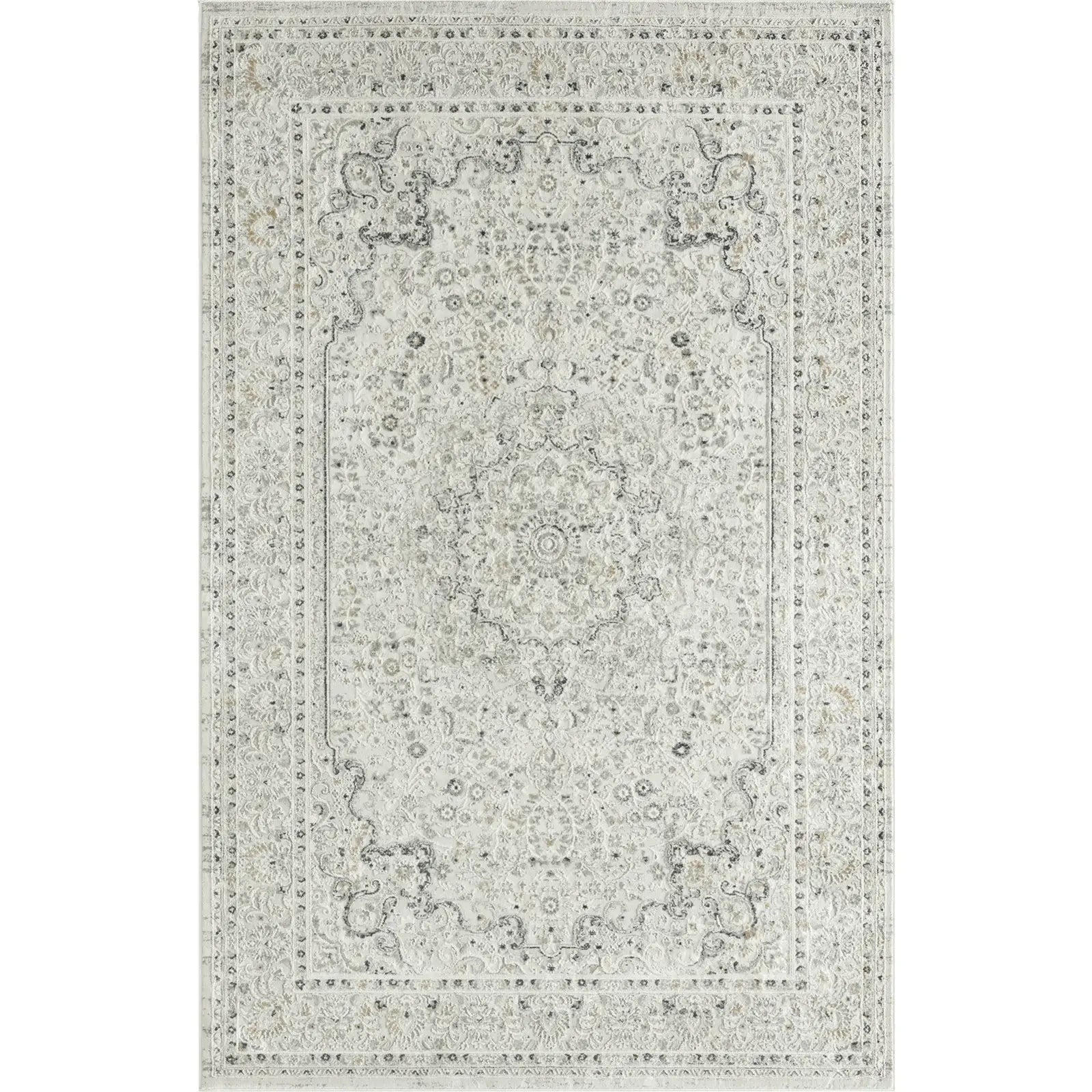 9' X 12' Ivory Gray And Taupe Floral Power Loom Stain Resistant Area Rug - Homeroots - Flyclothing LLC