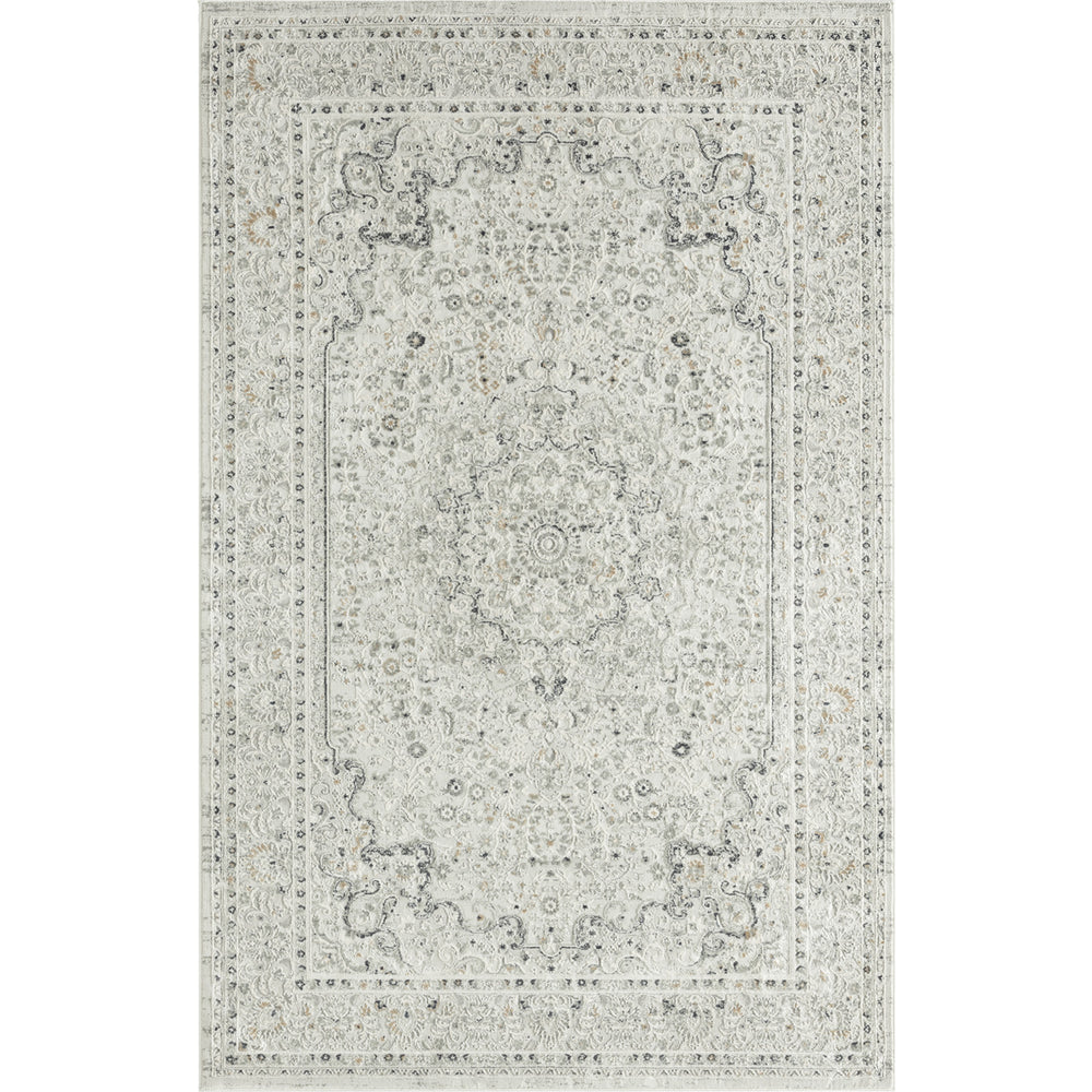 9' X 12' Ivory Gray And Taupe Floral Power Loom Stain Resistant Area Rug - Homeroots