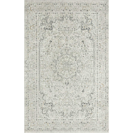 9' X 12' Ivory Gray And Taupe Floral Power Loom Stain Resistant Area Rug - Homeroots - Flyclothing LLC