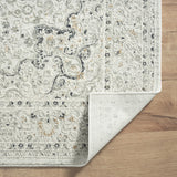 9' X 12' Ivory Gray And Taupe Floral Power Loom Stain Resistant Area Rug