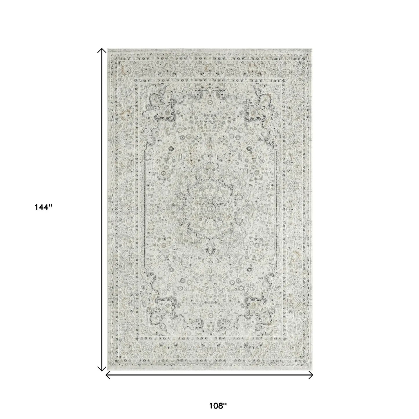 9' X 12' Ivory Gray And Taupe Floral Power Loom Stain Resistant Area Rug - Homeroots - Flyclothing LLC