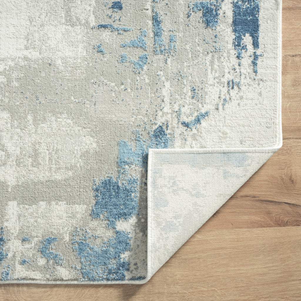 2' X 3' Ivory Gray And Blue Abstract Stain Resistant Area Rug - Homeroots - Flyclothing LLC