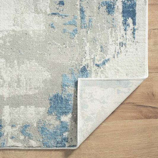 2' X 3' Ivory Gray And Blue Abstract Stain Resistant Area Rug - Homeroots - Flyclothing LLC