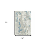 2' X 3' Ivory Gray And Blue Abstract Stain Resistant Area Rug - Homeroots - Flyclothing LLC