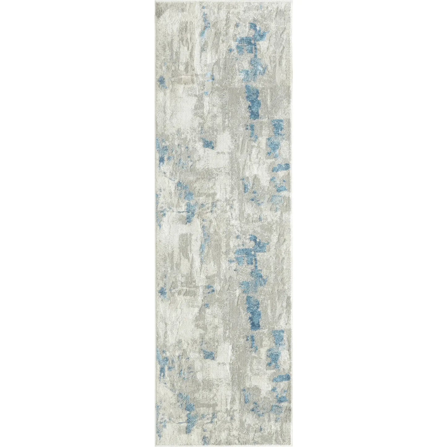 2' X 6' Ivory Gray And Blue Abstract Stain Resistant Area Rug - Homeroots - Flyclothing LLC