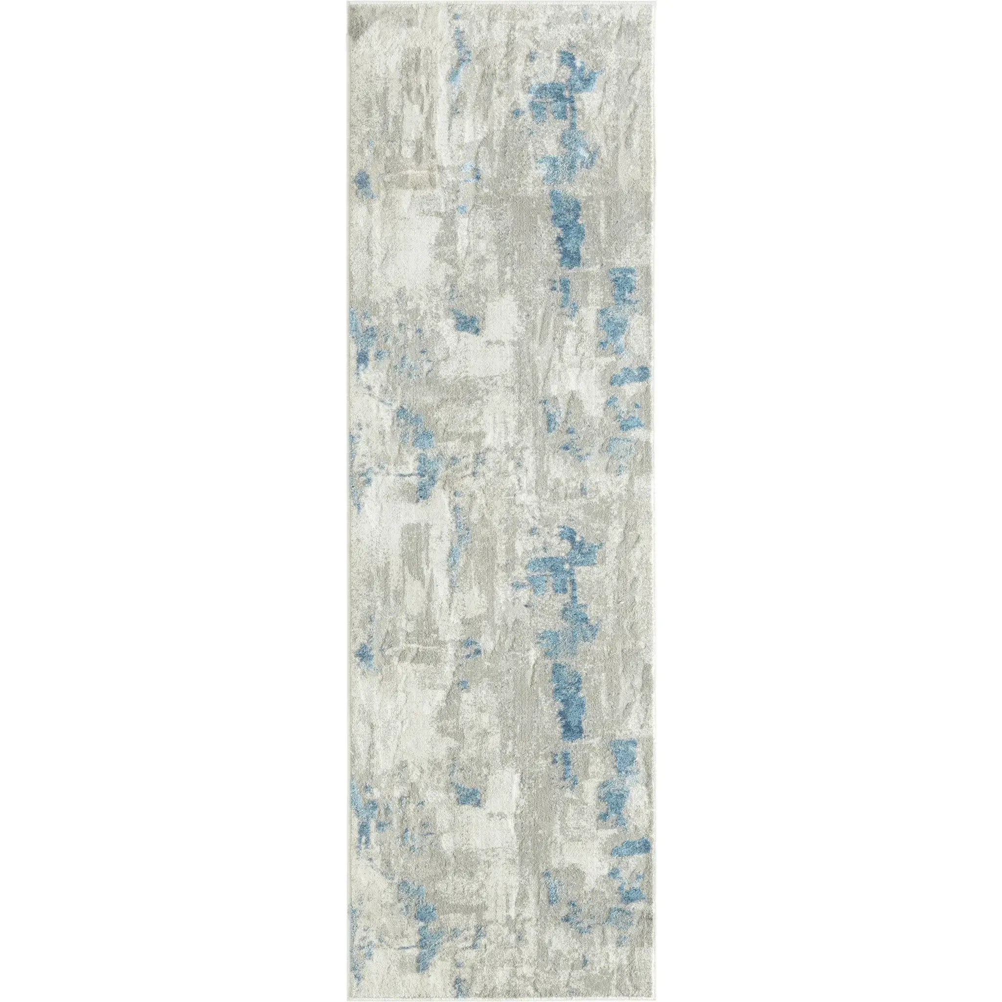 2' X 6' Ivory Gray And Blue Abstract Stain Resistant Area Rug - Homeroots - Flyclothing LLC