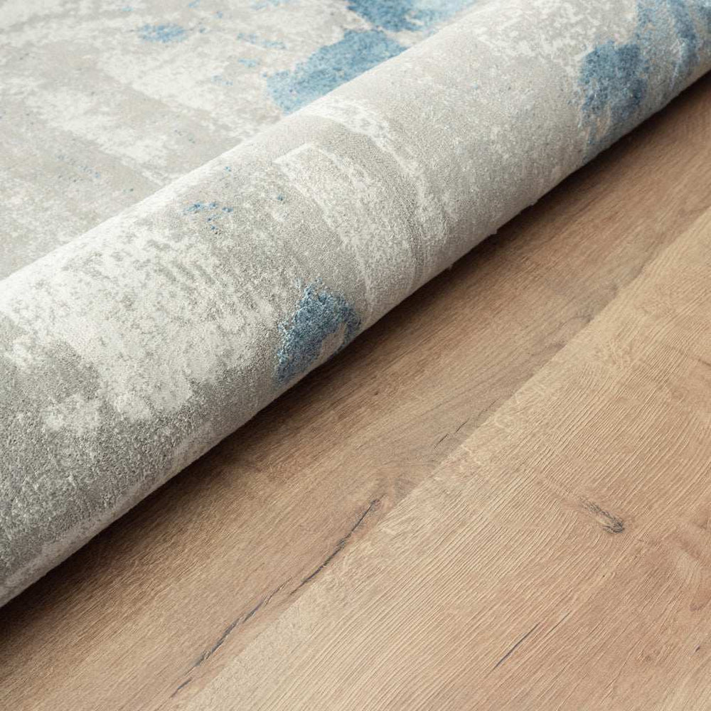 2' X 6' Ivory Gray And Blue Abstract Stain Resistant Area Rug - Homeroots - Flyclothing LLC