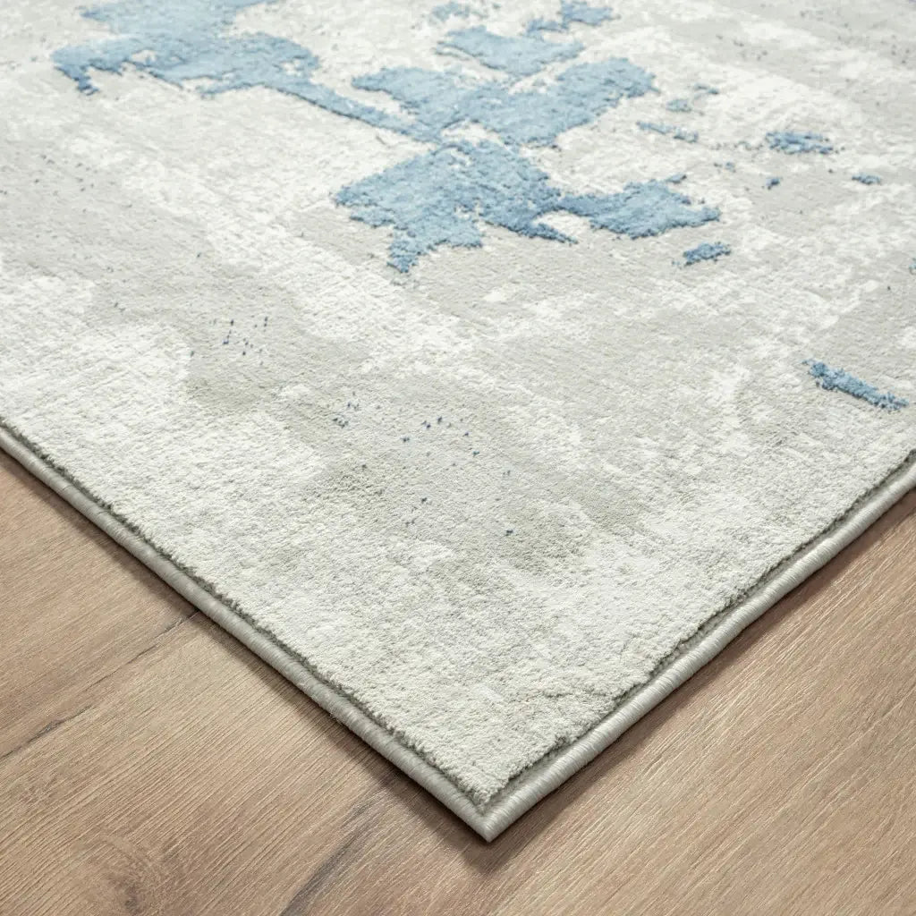 2' X 6' Ivory Gray And Blue Abstract Stain Resistant Area Rug - Homeroots - Flyclothing LLC