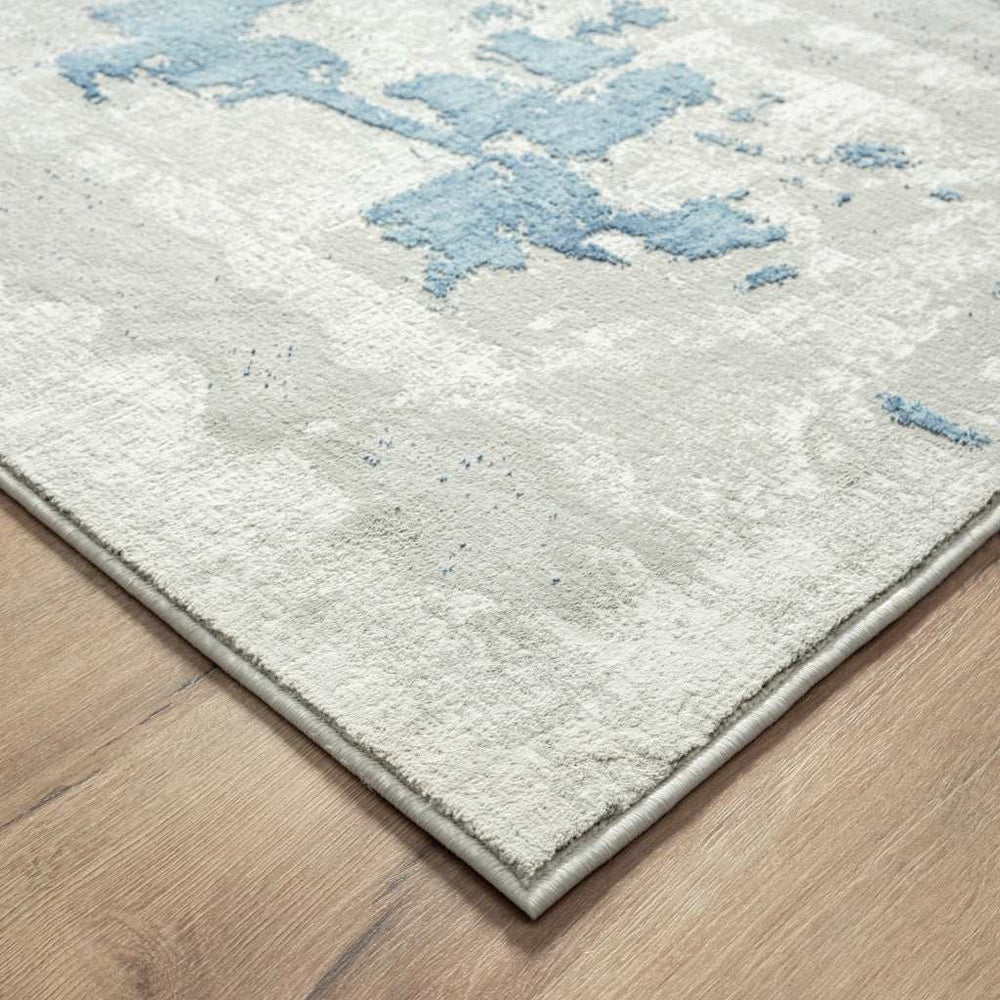 2' X 6' Ivory Gray And Blue Abstract Stain Resistant Area Rug - Homeroots - Flyclothing LLC
