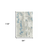 8' X 10' Ivory Gray And Blue Abstract Power Loom Stain Resistant Area Rug - Homeroots - Flyclothing LLC