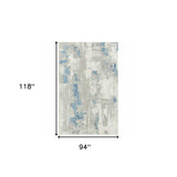 8' X 10' Ivory Gray And Blue Abstract Power Loom Stain Resistant Area Rug - Homeroots - Flyclothing LLC