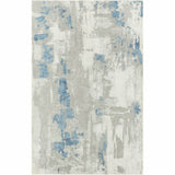 9' X 12' Ivory Gray And Blue Abstract Power Loom Stain Resistant Area Rug - Homeroots