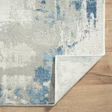 9' X 12' Ivory Gray And Blue Abstract Power Loom Stain Resistant Area Rug - Homeroots