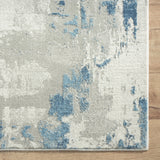 9' X 12' Ivory Gray And Blue Abstract Power Loom Stain Resistant Area Rug