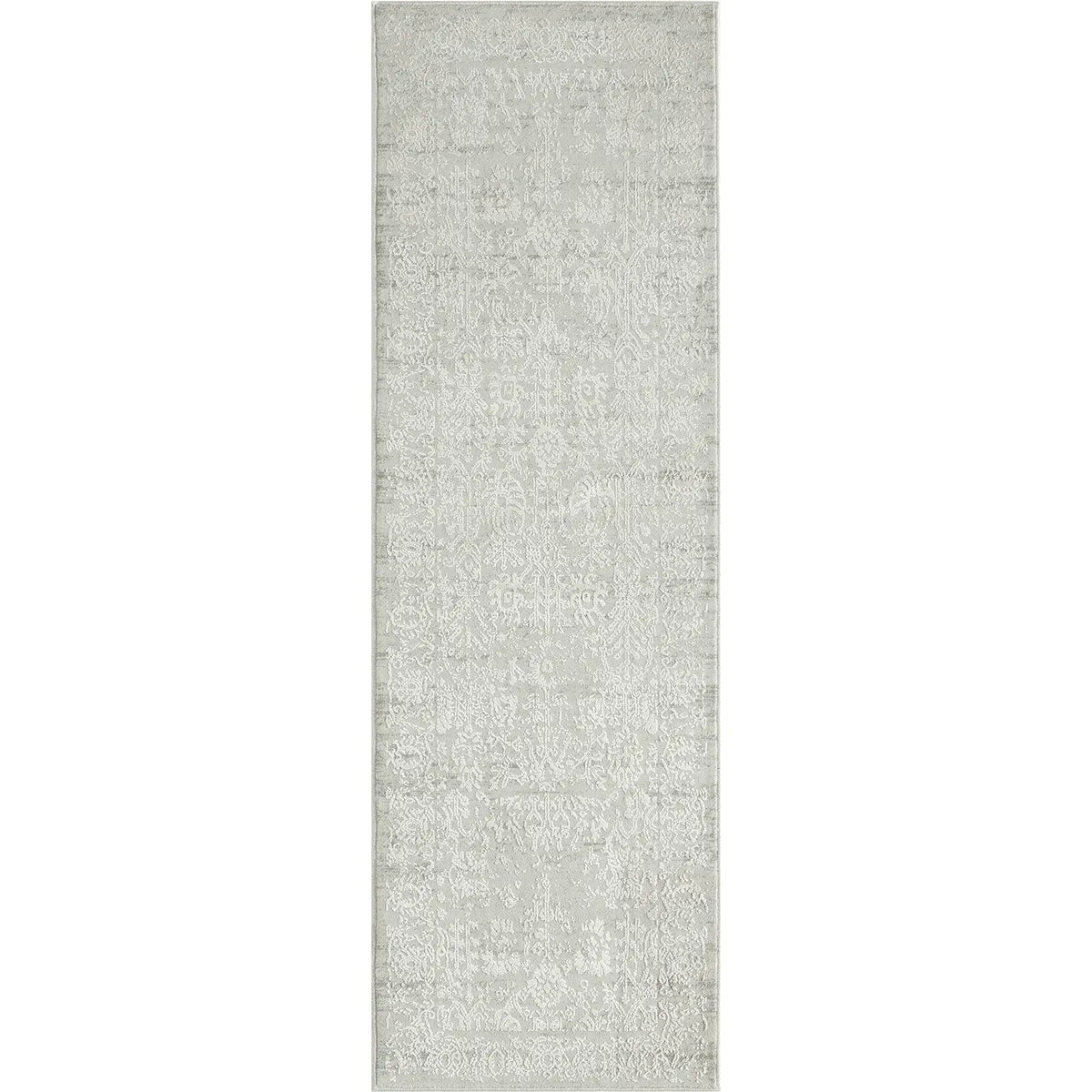 2' X 6' Ivory And Gray Floral Stain Resistant Area Rug - Homeroots - Flyclothing LLC