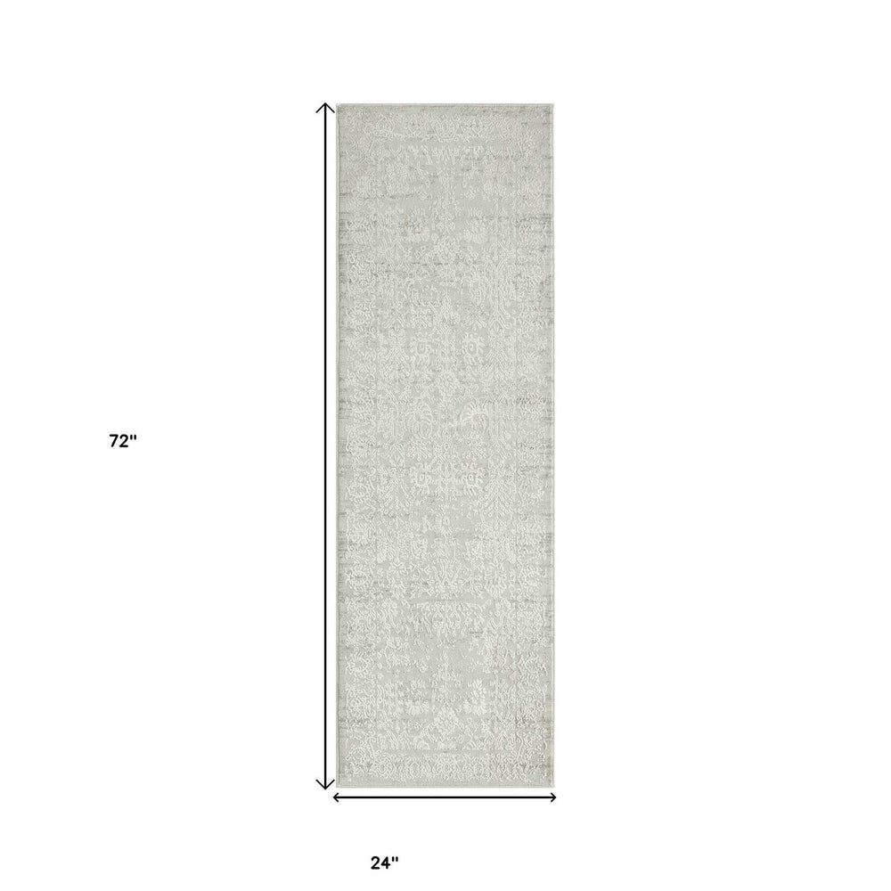 2' X 6' Ivory And Gray Floral Stain Resistant Area Rug - Homeroots - Flyclothing LLC