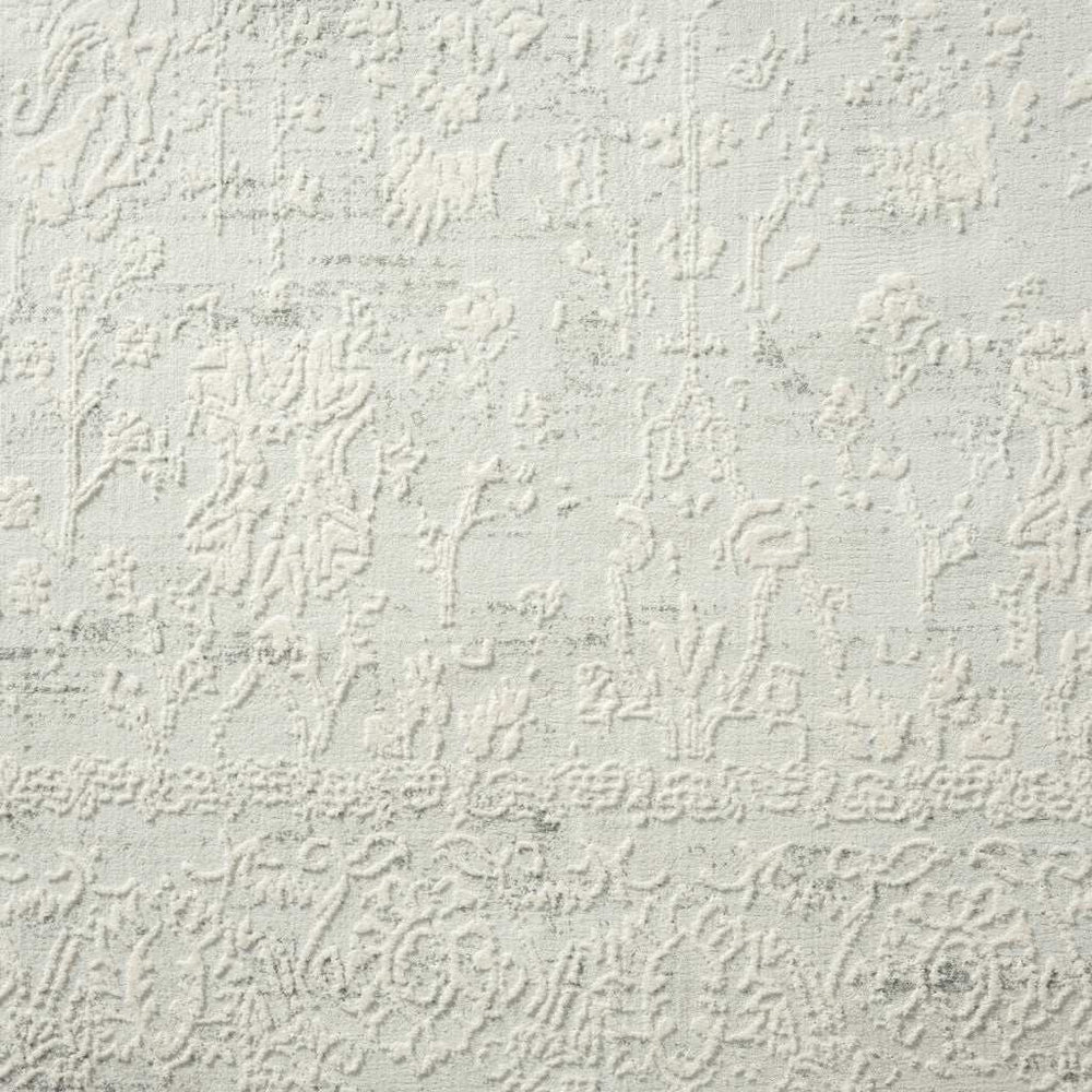 5' X 8' Ivory And Gray Floral Power Loom Distressed Stain Resistant Area Rug - Homeroots - Flyclothing LLC