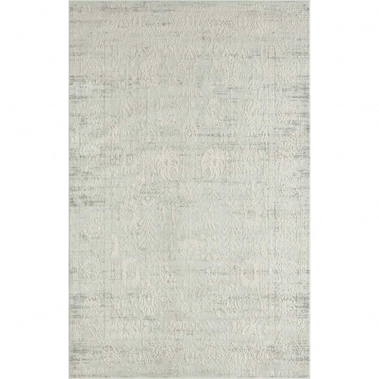 8' X 10' Ivory And Gray Floral Power Loom Distressed Stain Resistant Area Rug - Homeroots - Flyclothing LLC