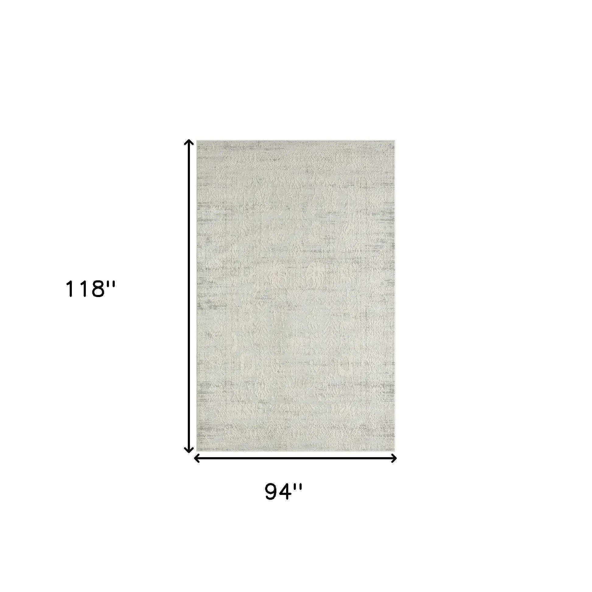 8' X 10' Ivory And Gray Floral Power Loom Distressed Stain Resistant Area Rug - Homeroots - Flyclothing LLC