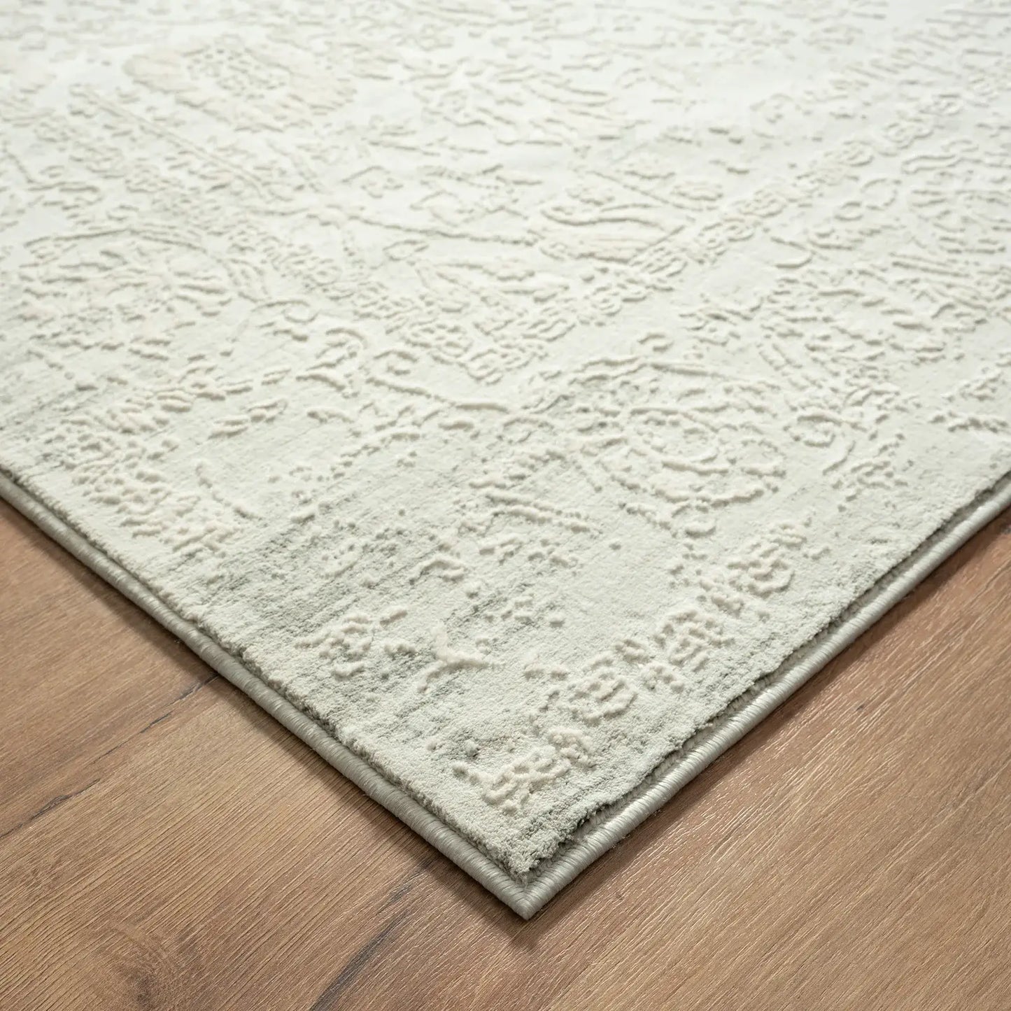 9' X 12' Ivory And Gray Floral Power Loom Distressed Stain Resistant Area Rug - Homeroots - Flyclothing LLC