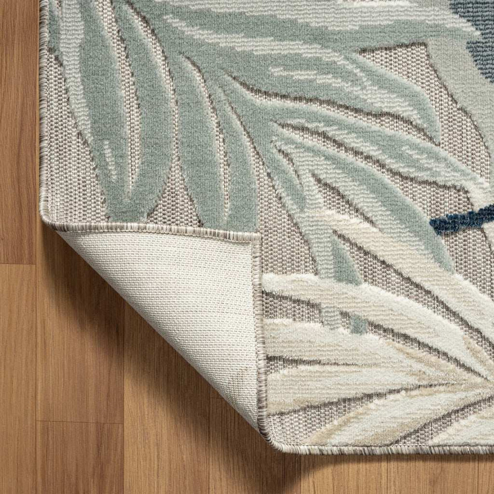 8' X 10' Blue And Gray Floral Stain Resistant Indoor Outdoor Area Rug - Homeroots - Flyclothing LLC