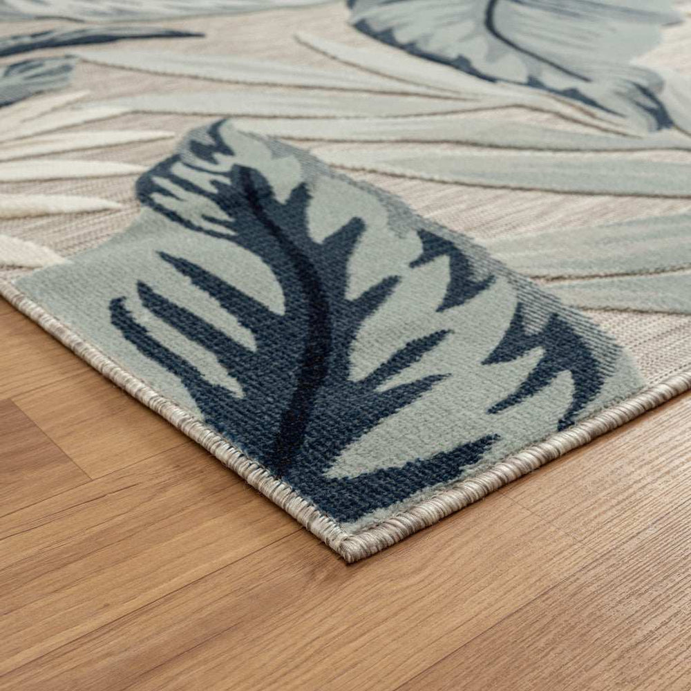 8' X 10' Blue And Gray Floral Stain Resistant Indoor Outdoor Area Rug - Homeroots - Flyclothing LLC