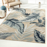 8' X 10' Blue And Gray Floral Stain Resistant Indoor Outdoor Area Rug - Homeroots - Flyclothing LLC