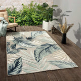 8' X 10' Blue And Gray Floral Stain Resistant Indoor Outdoor Area Rug - Homeroots - Flyclothing LLC